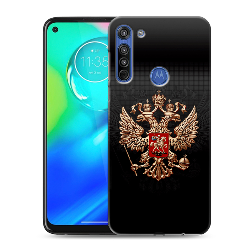 Силиконовый противоударный чехол на Motorola Moto G8 с принтом Герб России Силиконовый противоударный чехол на Motorola Moto G8 с принтом Герб России