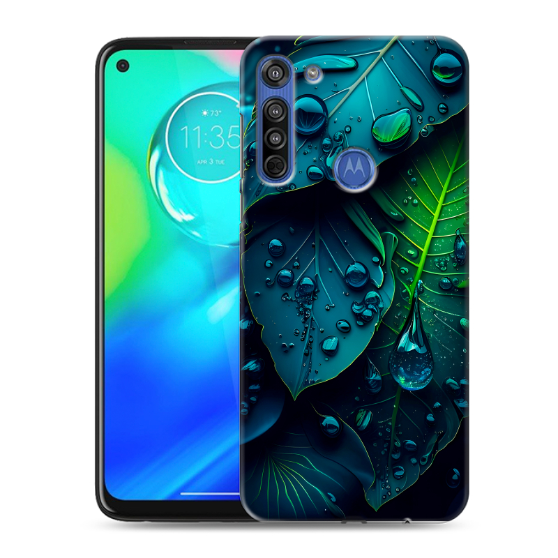 Силиконовый чехол на Motorola Moto G8 с принтом Листья Силиконовый чехол на Motorola Moto G8 с принтом Листья