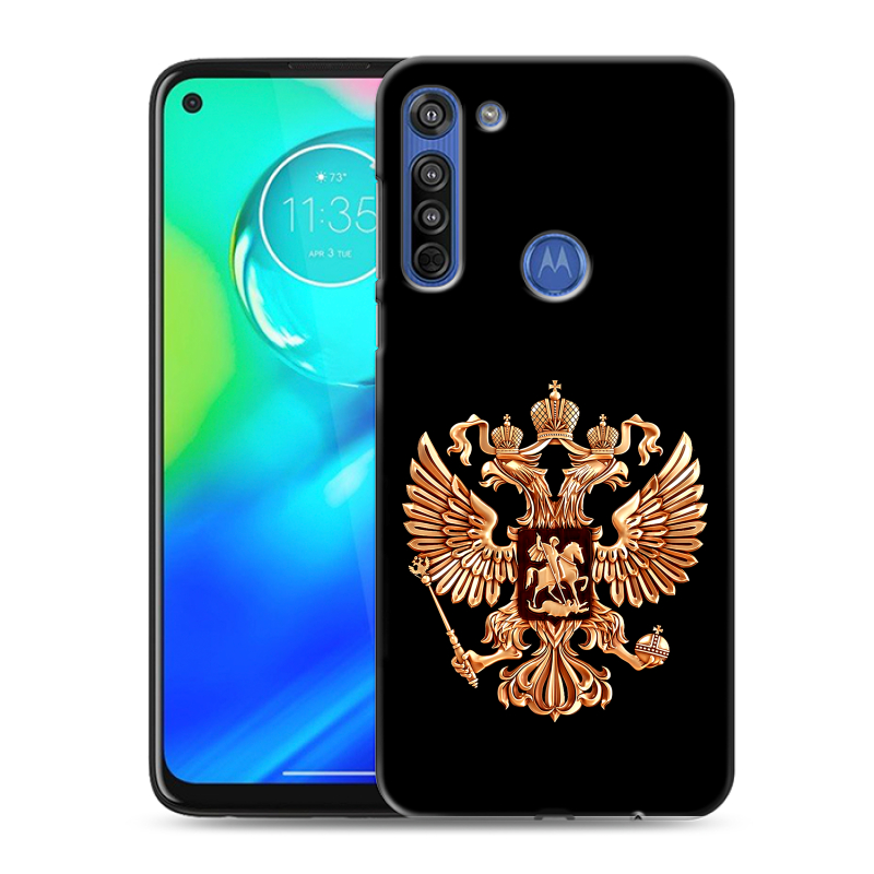 Силиконовый чехол на Motorola Moto G8 с принтом Герб России золотой Силиконовый чехол на Motorola Moto G8 с принтом Герб России золотой
