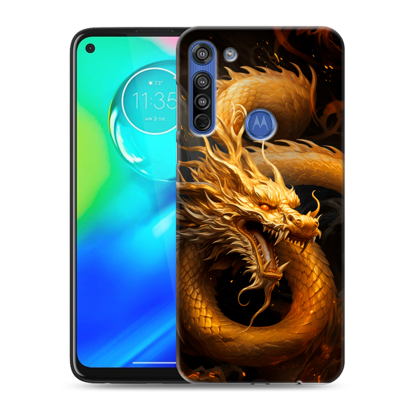 Силиконовый чехол на Motorola Moto G8 с принтом Золотой дракон Силиконовый чехол на Motorola Moto G8 с принтом Золотой дракон
