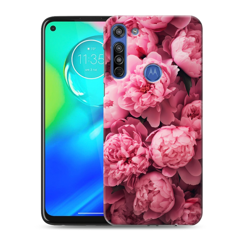 Силиконовый противоударный чехол на Motorola Moto G8 с принтом цветы пионы Силиконовый противоударный чехол на Motorola Moto G8 с принтом цветы пионы