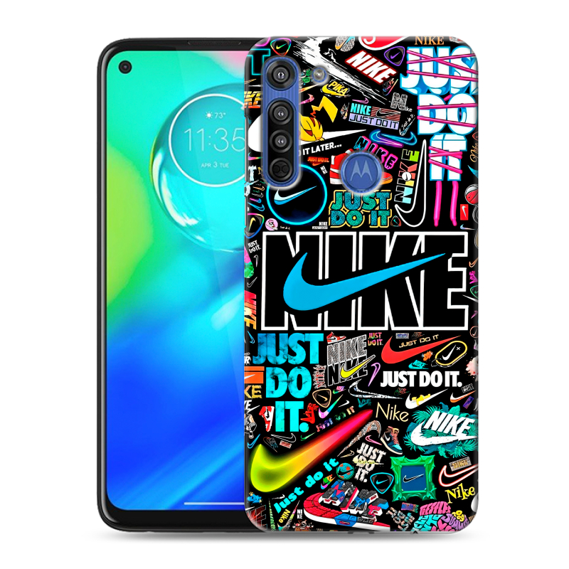 Силиконовый чехол на Motorola Moto G8 с принтом найк nike черный Силиконовый чехол на Motorola Moto G8 с принтом найк nike черный
