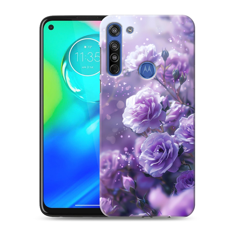 Силиконовый противоударный чехол на Motorola Moto G8 с принтом Розы цветы Силиконовый противоударный чехол на Motorola Moto G8 с принтом Розы цветы