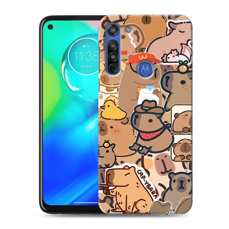 Силиконовый противоударный чехол на Motorola Moto G8 с принтом капибара Силиконовый противоударный чехол на Motorola Moto G8 с принтом капибара