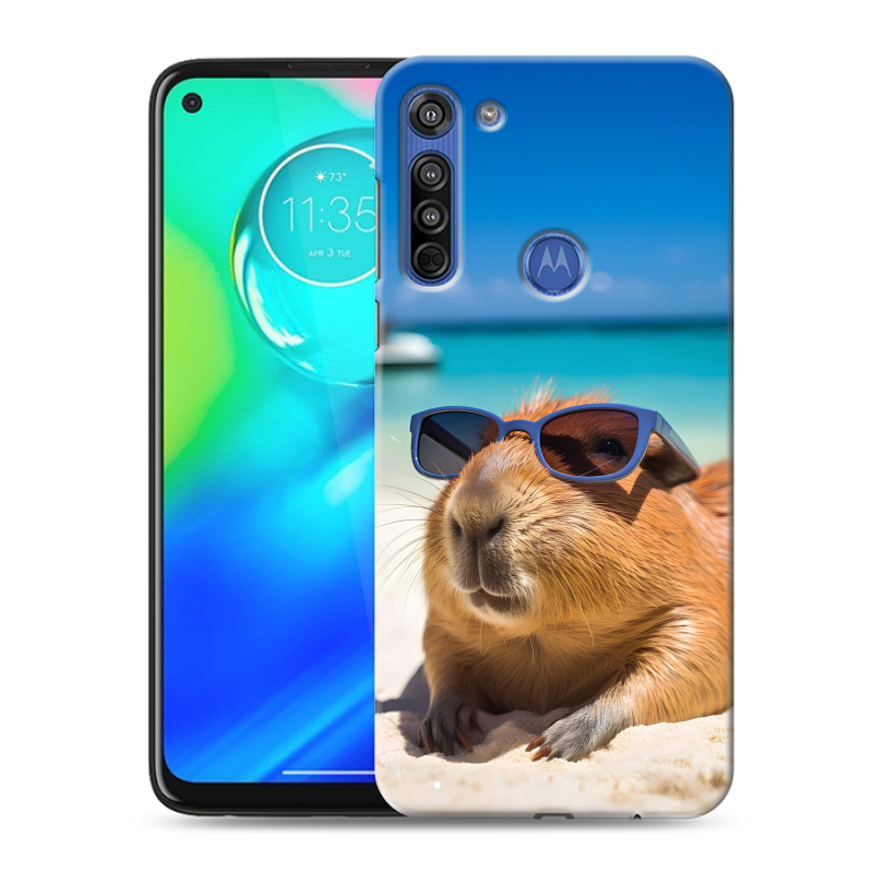 Силиконовый противоударный чехол на Motorola Moto G8 с принтом Капибара Силиконовый противоударный чехол на Motorola Moto G8 с принтом Капибара