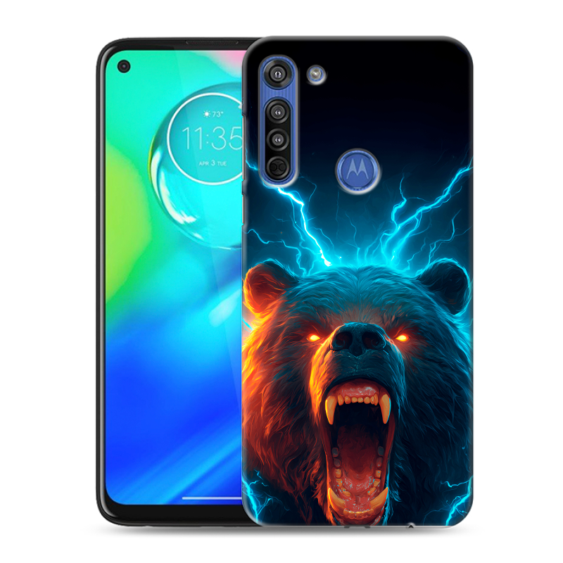 Силиконовый противоударный чехол на Motorola Moto G8 с принтом Медведь Силиконовый противоударный чехол на Motorola Moto G8 с принтом Медведь