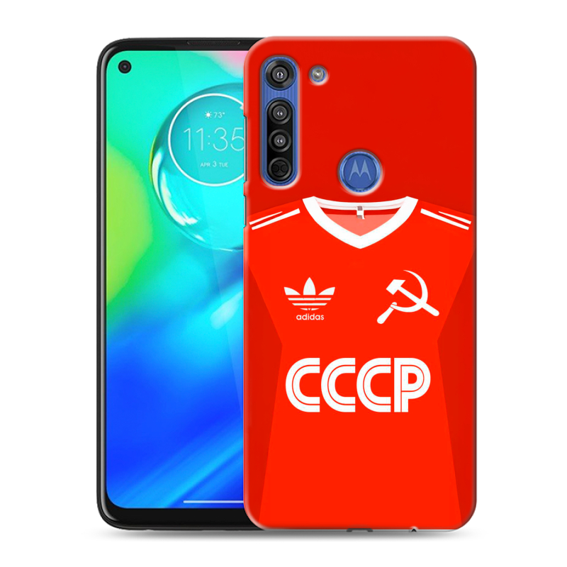 Силиконовый противоударный чехол на Motorola Moto G8 с принтом Флаг Герб СССР Силиконовый противоударный чехол на Motorola Moto G8 с принтом Флаг Герб СССР