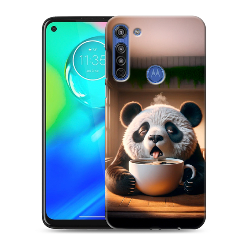 Силиконовый противоударный чехол на Motorola Moto G8 с принтом смешная панда Силиконовый противоударный чехол на Motorola Moto G8 с принтом смешная панда