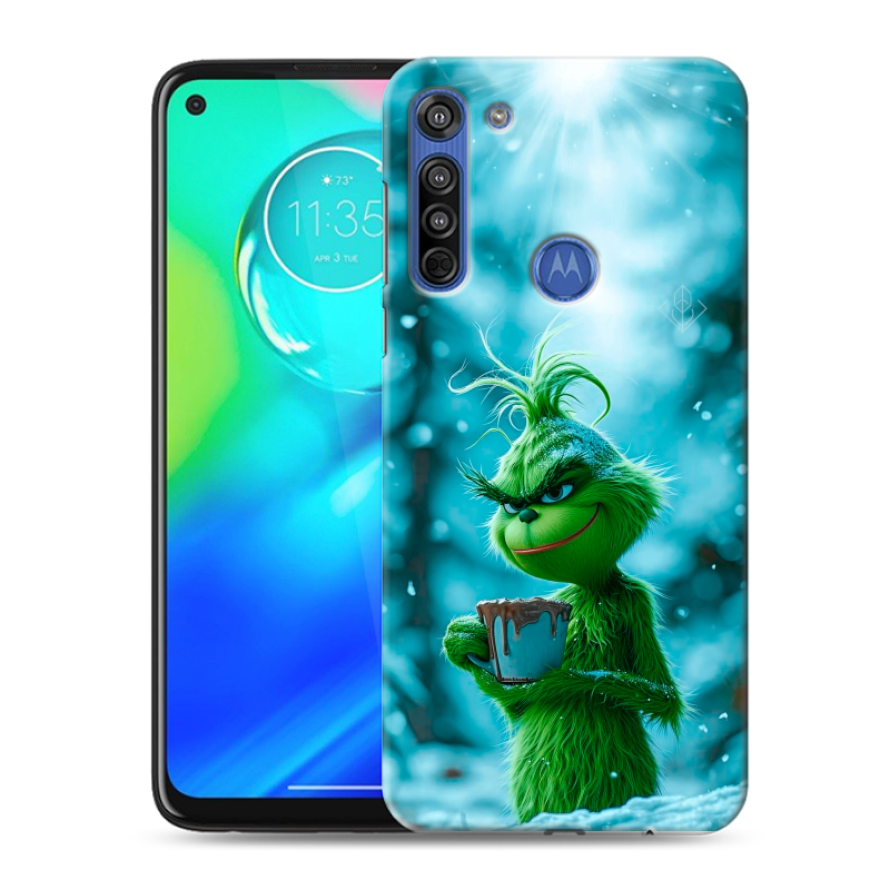Силиконовый противоударный чехол на Motorola Moto G8 с принтом Новый год гринч Силиконовый противоударный чехол на Motorola Moto G8 с принтом Новый год гринч