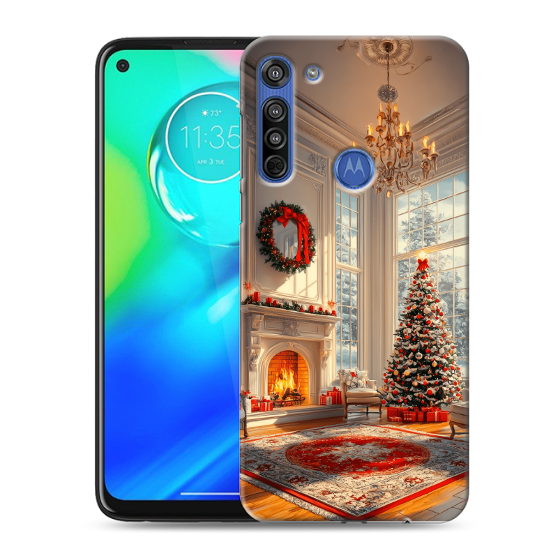 Силиконовый противоударный чехол на Motorola Moto G8 с принтом Новый год Силиконовый противоударный чехол на Motorola Moto G8 с принтом Новый год