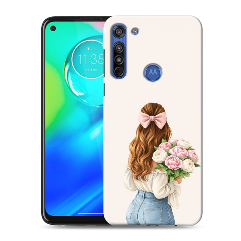 Силиконовый противоударный чехол на Motorola Moto G8 с принтом женский Силиконовый противоударный чехол на Motorola Moto G8 с принтом женский