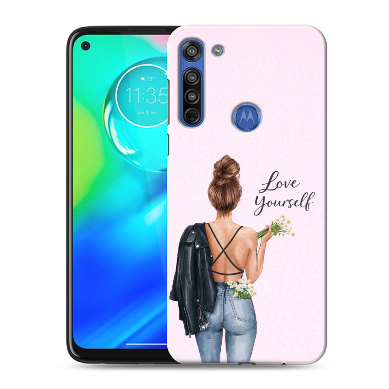 Силиконовый противоударный чехол на Motorola Moto G8 с принтом женский Силиконовый противоударный чехол на Motorola Moto G8 с принтом женский