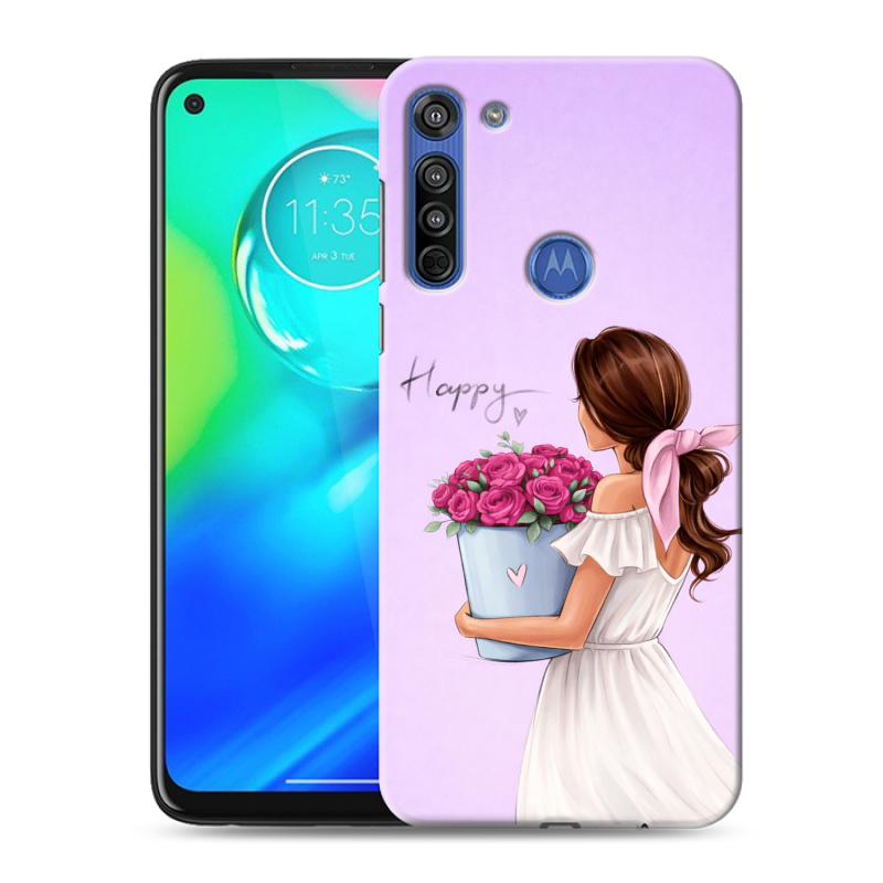 Силиконовый противоударный чехол на Motorola Moto G8 с принтом женский Силиконовый противоударный чехол на Motorola Moto G8 с принтом женский