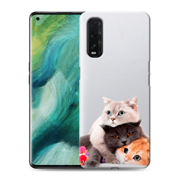 Силиконовый противоударный чехол на OPPO Find X2 с принтом Кошки Силиконовый противоударный чехол на OPPO Find X2 с принтом Кошки