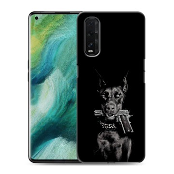 Силиконовый противоударный чехол на OPPO Find X2 с принтом Доберман и пистолет Силиконовый противоударный чехол на OPPO Find X2 с принтом Доберман и пистолет