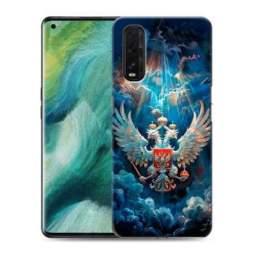 Силиконовый противоударный чехол на OPPO Find X2 с принтом Герб флаг России Силиконовый противоударный чехол на OPPO Find X2 с принтом Герб флаг России