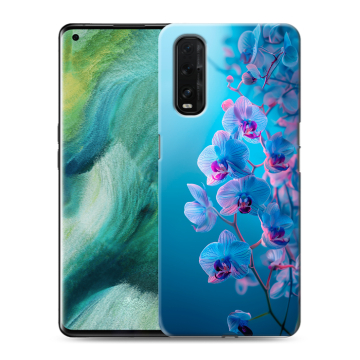 Силиконовый противоударный чехол на OPPO Find X2 с принтом голубые орхидеи Силиконовый противоударный чехол на OPPO Find X2 с принтом голубые орхидеи