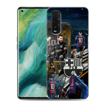 Силиконовый противоударный чехол на OPPO Find X2 с принтом Messi Barcelona Силиконовый противоударный чехол на OPPO Find X2 с принтом Messi Barcelona