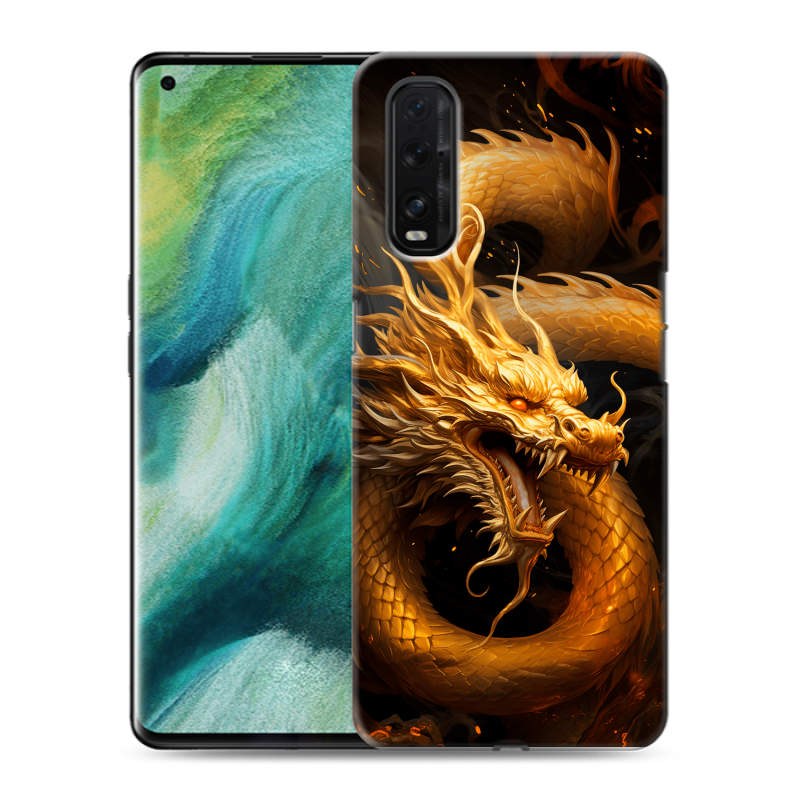 Пластиковый чехол на OPPO Find X2 с принтом Золотой дракон Пластиковый чехол на OPPO Find X2 с принтом Золотой дракон