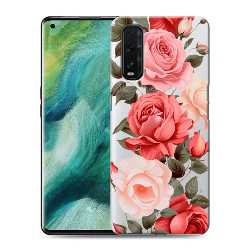 Силиконовый противоударный чехол на OPPO Find X2 с принтом Розы Силиконовый противоударный чехол на OPPO Find X2 с принтом Розы