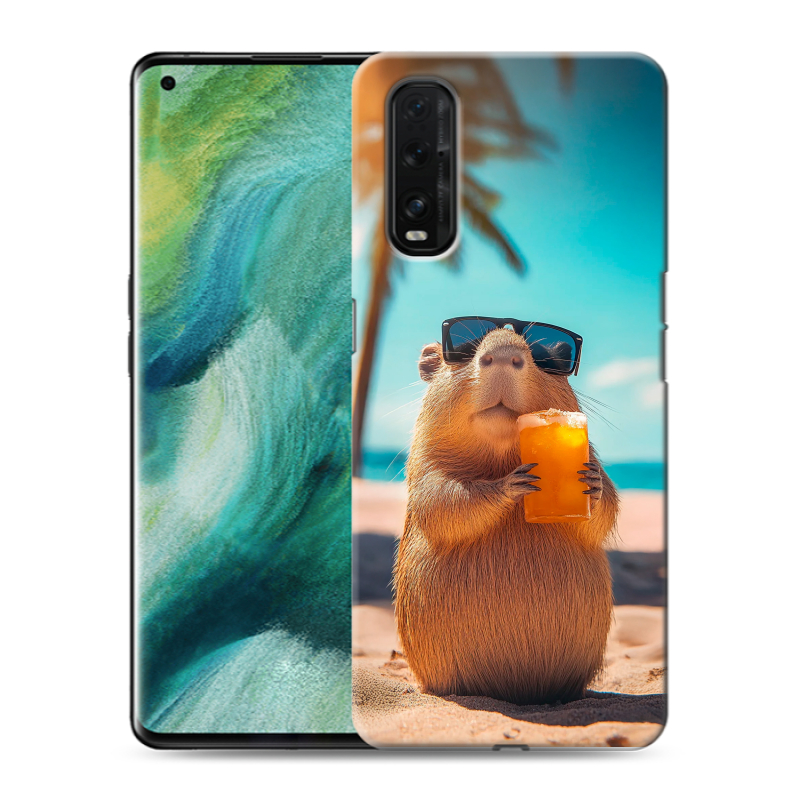 Силиконовый противоударный чехол на OPPO Find X2 с принтом Капибара Силиконовый противоударный чехол на OPPO Find X2 с принтом Капибара