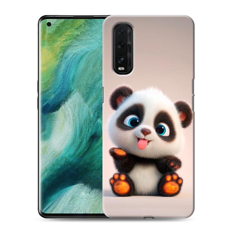 Пластиковый чехол на OPPO Find X2 с принтом милая панда Пластиковый чехол на OPPO Find X2 с принтом милая панда