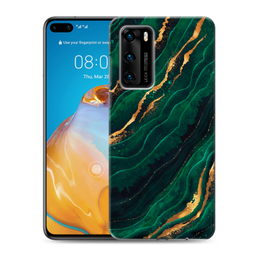 Силиконовый чехол на Huawei P40 с принтом Мрамор зеленое золото Силиконовый чехол на Huawei P40 с принтом Мрамор зеленое золото