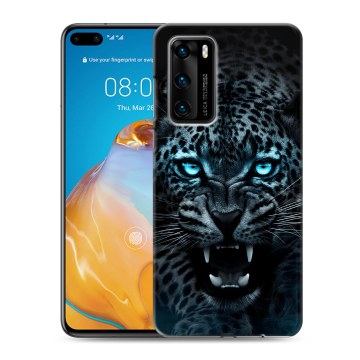 Силиконовый чехол на Huawei P40 с принтом Темный леопард Силиконовый чехол на Huawei P40 с принтом Темный леопард