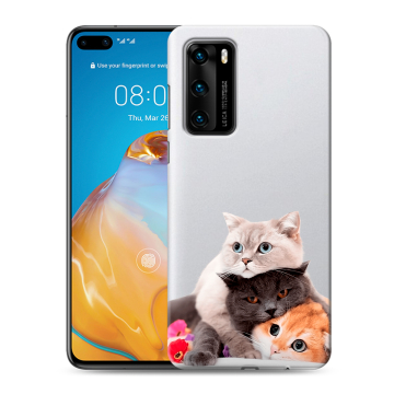 Силиконовый чехол на Huawei P40 с принтом Кошки Силиконовый чехол на Huawei P40 с принтом Кошки