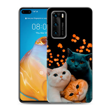 Силиконовый чехол на Huawei P40 с принтом Кошки Силиконовый чехол на Huawei P40 с принтом Кошки