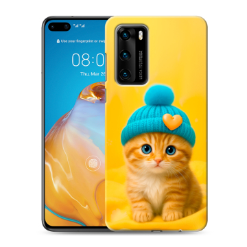 Силиконовый чехол на Huawei P40 с принтом Котенок в шапке