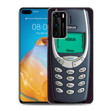 Силиконовый чехол на Huawei P40 с принтом Старый телефон