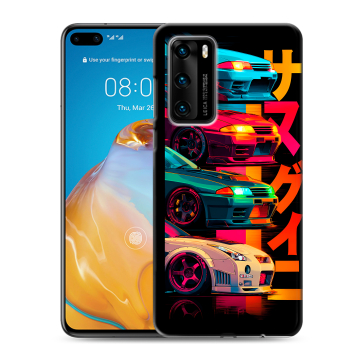 Силиконовый чехол на Huawei P40 с принтом Гоночные машины Силиконовый чехол на Huawei P40 с принтом Гоночные машины
