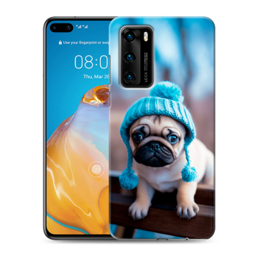 Силиконовый чехол на Huawei P40 с принтом Мопс в шапке Силиконовый чехол на Huawei P40 с принтом Мопс в шапке