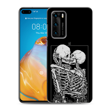 Силиконовый чехол на Huawei P40 с принтом Поцелуй скелетов