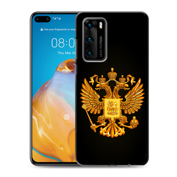 Силиконовый чехол на Huawei P40 с принтом Герб России желтый Силиконовый чехол на Huawei P40 с принтом Герб России желтый