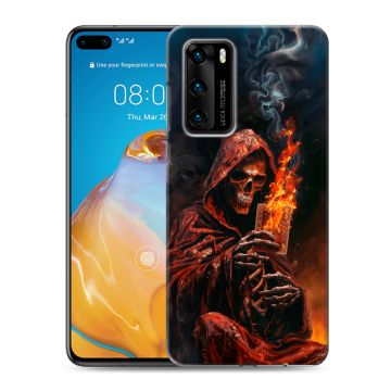 Силиконовый чехол на Huawei P40 с принтом Скелет и карты Силиконовый чехол на Huawei P40 с принтом Скелет и карты