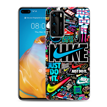 Силиконовый чехол на Huawei P40 с принтом найк nike черный
