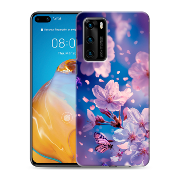 Силиконовый чехол на Huawei P40 с принтом цветы бабочки Силиконовый чехол на Huawei P40 с принтом цветы бабочки