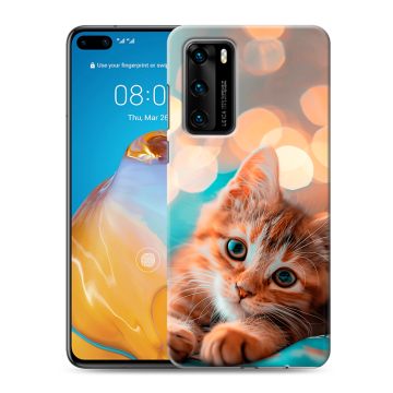 Силиконовый чехол на Huawei P40 с принтом котик Силиконовый чехол на Huawei P40 с принтом котик