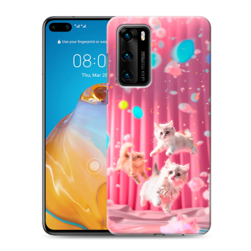 Силиконовый чехол на Huawei P40 с принтом милые котики