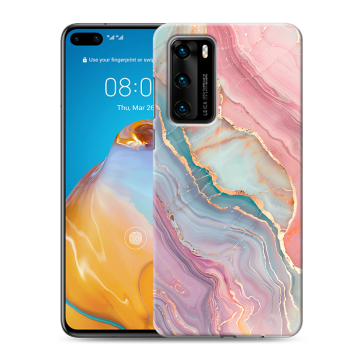 Силиконовый чехол на Huawei P40 с принтом розовый мрамор
