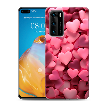 Силиконовый чехол на Huawei P40 с принтом розовые сердечки