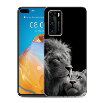 Силиконовый чехол на Huawei P40 с принтом Лев кошки