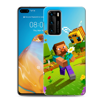 Силиконовый чехол на Huawei P40 с принтом Майнкрафт Minecraft