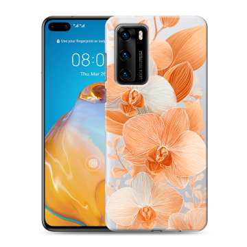 Силиконовый чехол на Huawei P40 с принтом Бежевые цветы