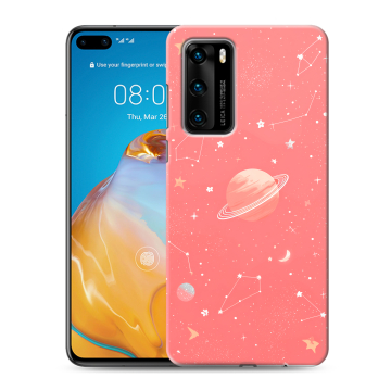 Силиконовый чехол на Huawei P40 с принтом Розовый космос