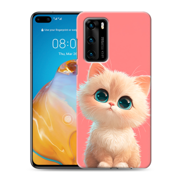 Силиконовый чехол на Huawei P40 с принтом Розовый котенок