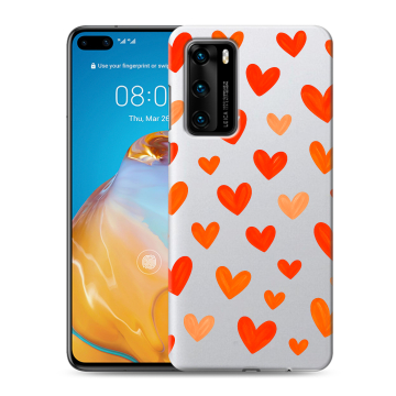 Силиконовый чехол на Huawei P40 с принтом Сердечки