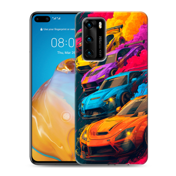 Силиконовый чехол на Huawei P40 с принтом Тачки